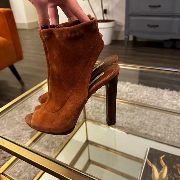 🥳 Diane Von Furstenberg Suede Open Toe Dress Bootie - Picture 4 of 9